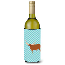 Dekorat vny dr iak na fla e Caroline's Treasures Ankole-Watusu Cow Blue Check 750 ml viacfarebn