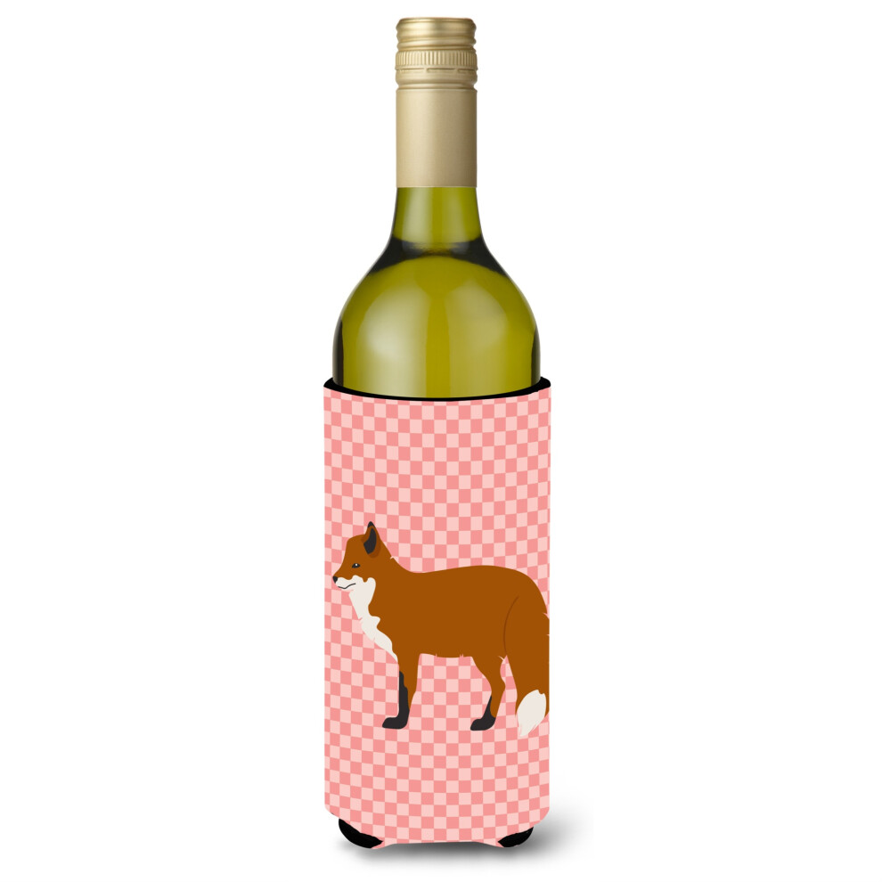 Caroline's Treasures Red Fox Pink Check Dekorativer Flaschenhalter, 750 Ml, Mehrfarbig-image