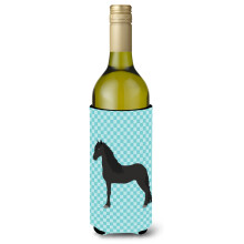 """"Caroline's Treasures Friese Paard Blauw Geruit Decoratieve Fles Hugger 750 ml Veelkleurig""""