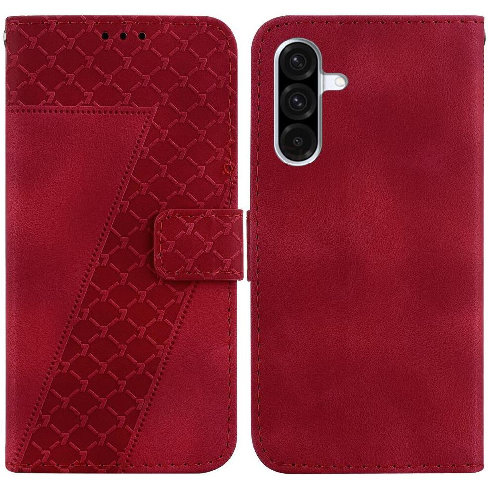 (Red) Phone Case for Samsung Galaxy A26 5g Embossed Pattern Card Slot Function Pu Leather Wallet Flip Folio Cover