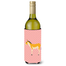 "Caroline's Treasures Turkmenian Kulan Burro Rosa xadrez Garrafa Decorativa, 750 ml, Multicolor"