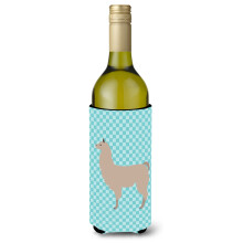 """"Caroline's Treasures Llama Blue Check Decorative Bottle Hugger 750 ml Multicolor""""