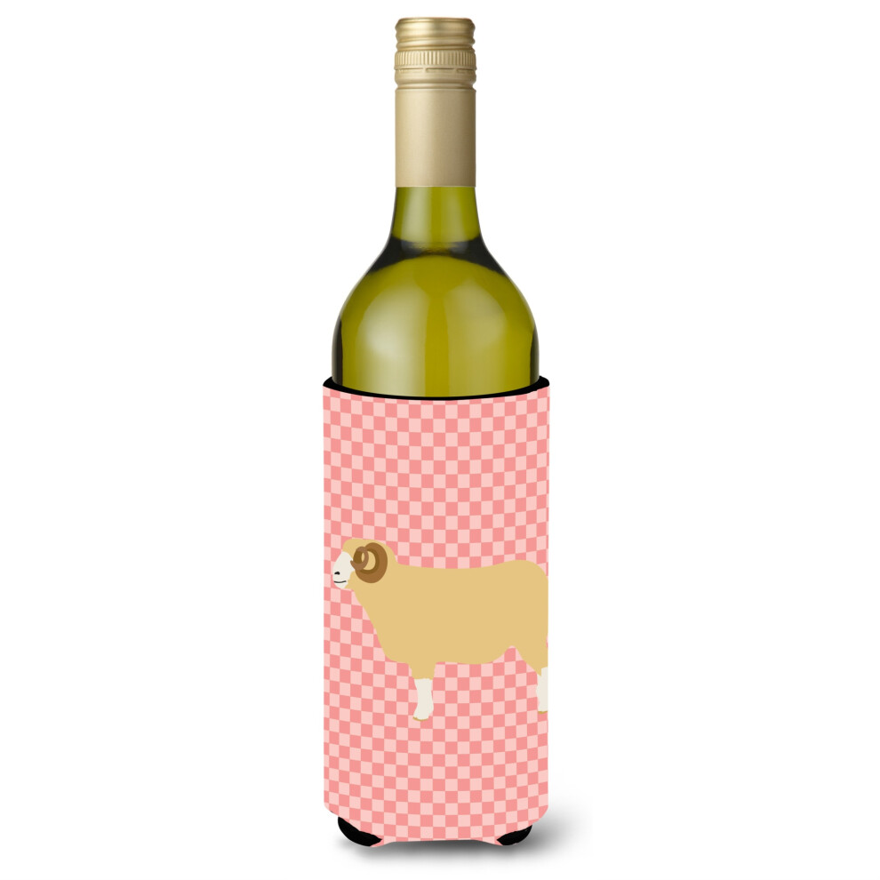 Dekorat Vny Dr Iak Na Fla E Caroline's Treasures S Rohat Mi Ovcami Dorset Pink Check, Viacfarebn , 750 Ml-image