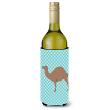 "Caroline's Treasures F1 Híbrido Camelo Azul Xadrez Porta Garrafa Decorativo, 750 ml, Multicolor"