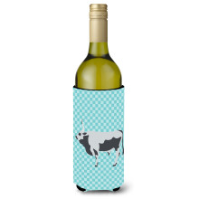 """"Caroline's Treasures Hongaarse grijze steppekoe blauw geruit decoratieve flessenknuffelaar 750 ml veelkleurig""""