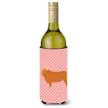 ""Caroline's Treasures Highland Cow Pink Check decoratieve flessenknuffelaar 750 ml veelkleurig""""