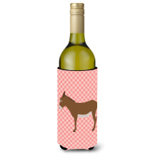 """"Caroline's Treasures Cotentin Donkey Pink Check Decoratieve Flessenknuffelaar 750 ml Veelkleurig""""