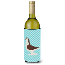 """"Caroline's Treasures Grote Duif Blauw Geruit Decoratieve Fles Hugger 750 ml Veelkleurig""""