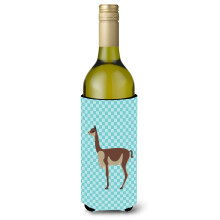 ""Caroline's Treasures Vicugna of Vicuna Blue Check decoratieve flessenknuffelaar 750 ml veelkleurig""""