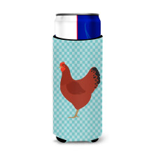 """"Caroline's Treasures New Hampshire Red Chicken Blue Checked ??a??s??t??? ???t? Hugger Slim ?????????""""