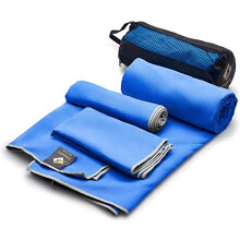 OlimpiaFit sneldrogende handdoek - 3 maten lichtgewicht microvezel reishanddoeken met tas - sneldrogende handdoekenset voor kamperen, strand, sportsc