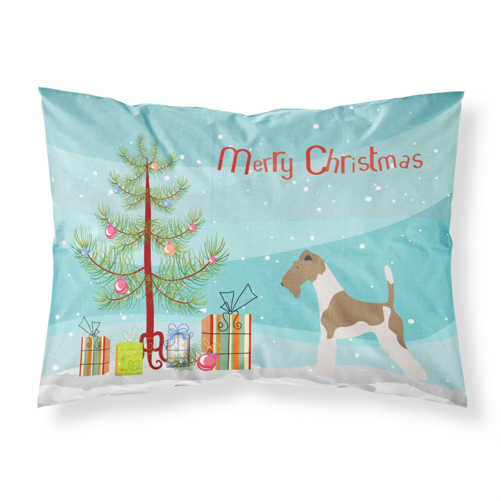 Taie d'oreiller standard       Caroline's Treasures         : Fox Terrier     poil dur, sapin de No   l   !