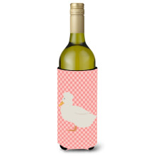 """"Caroline's Treasures Crested Duck Pink Check dekorativa flaska Hugger 750 ml Multicolor""""