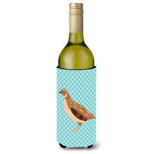 """"Caroline's Treasures Golden Phoenix Quail Blue Check Decoratieve Fles Hugger 750 ml Veelkleurig""""