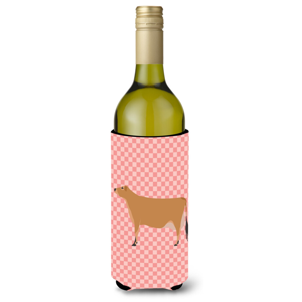 ""Caroline's Treasures Jersey Cow Roze Geruite Decoratieve Flessenhugger 750 Ml Multicolor""-image