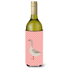 """"Caroline's Treasures Steinbacher Goose Pink Check Decorative Bottle Hugger 750 ml Multicolor""""