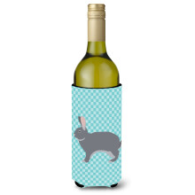 """"Caroline's Treasures Giant Chinchilla Rabbit Blue Check Decoratieve Bottle Hugger 750 ml Veelkleurig""""