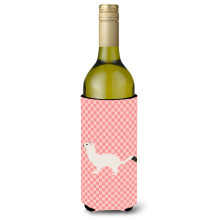 """"Caroline's Treasures Stoat Short-tailed Weasel Pink Check Decorative Bottle Hugger 750 ml Multicolor""""