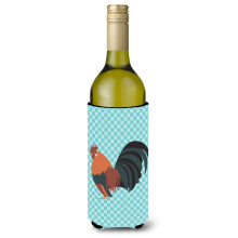 """"Caroline's Treasures Hollandse Kriel Kip Blauw Geruit Decoratieve Fles Hugger 750 ml Veelkleurig""""