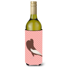""Caroline's Treasures Engelse Kropper Duif Roze Geruit Decoratieve Fles Hugger 750 ml Veelkleurig""""
