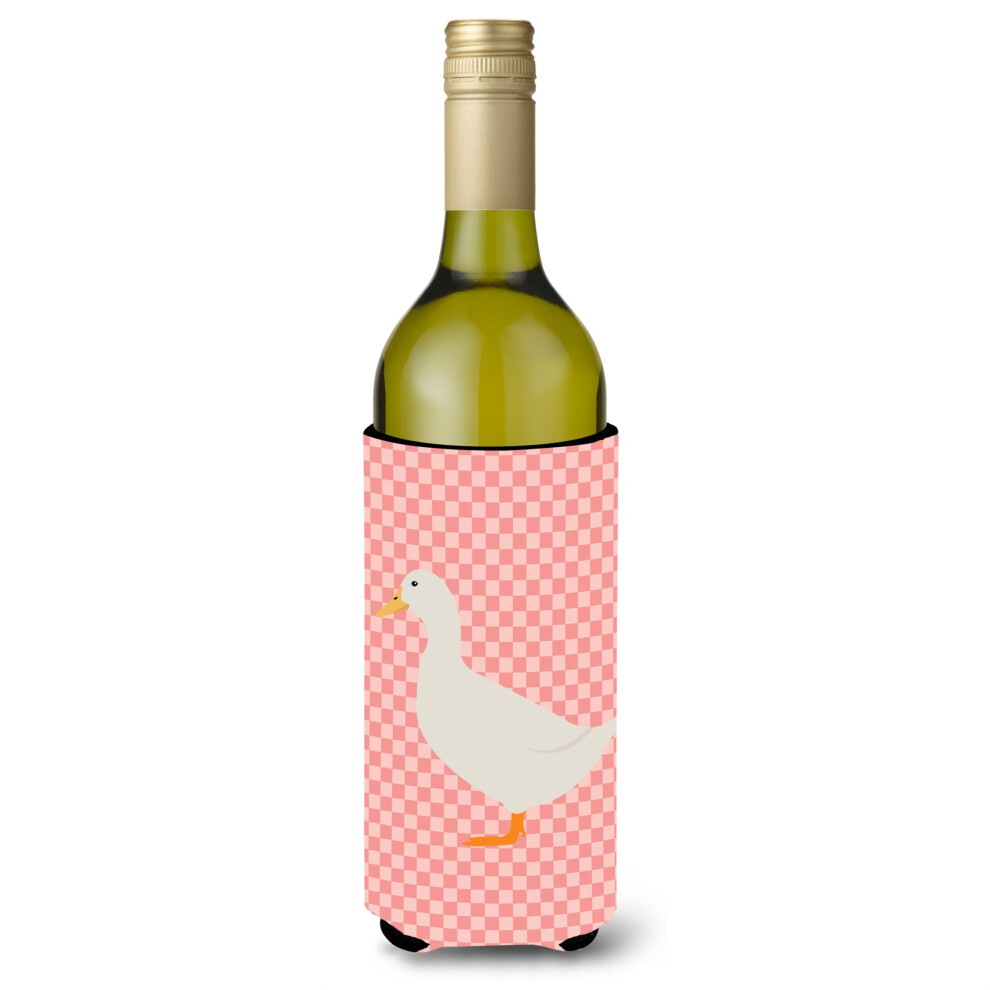 ""Caroline's Treasures Amerikaanse Pekingeend Roze Geruite Decoratieve Fles Hugger 750 Ml Multicolor""-image