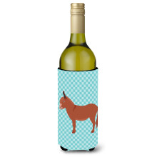 "Caroline's Treasures Irlandês Donkey Azul Xadrez Garrafa Decorativa, 750 ml, Multicolor"