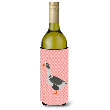""""Caroline's Treasures West of England Goose Pink Check Decoratieve Bottle Hugger 750 ml Veelkleurig""""