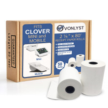 Vonlyst kvittopapper fr Clover Mini och Clover Mobile Thermal Printer 2 1/4 x 80 (50 rullar)