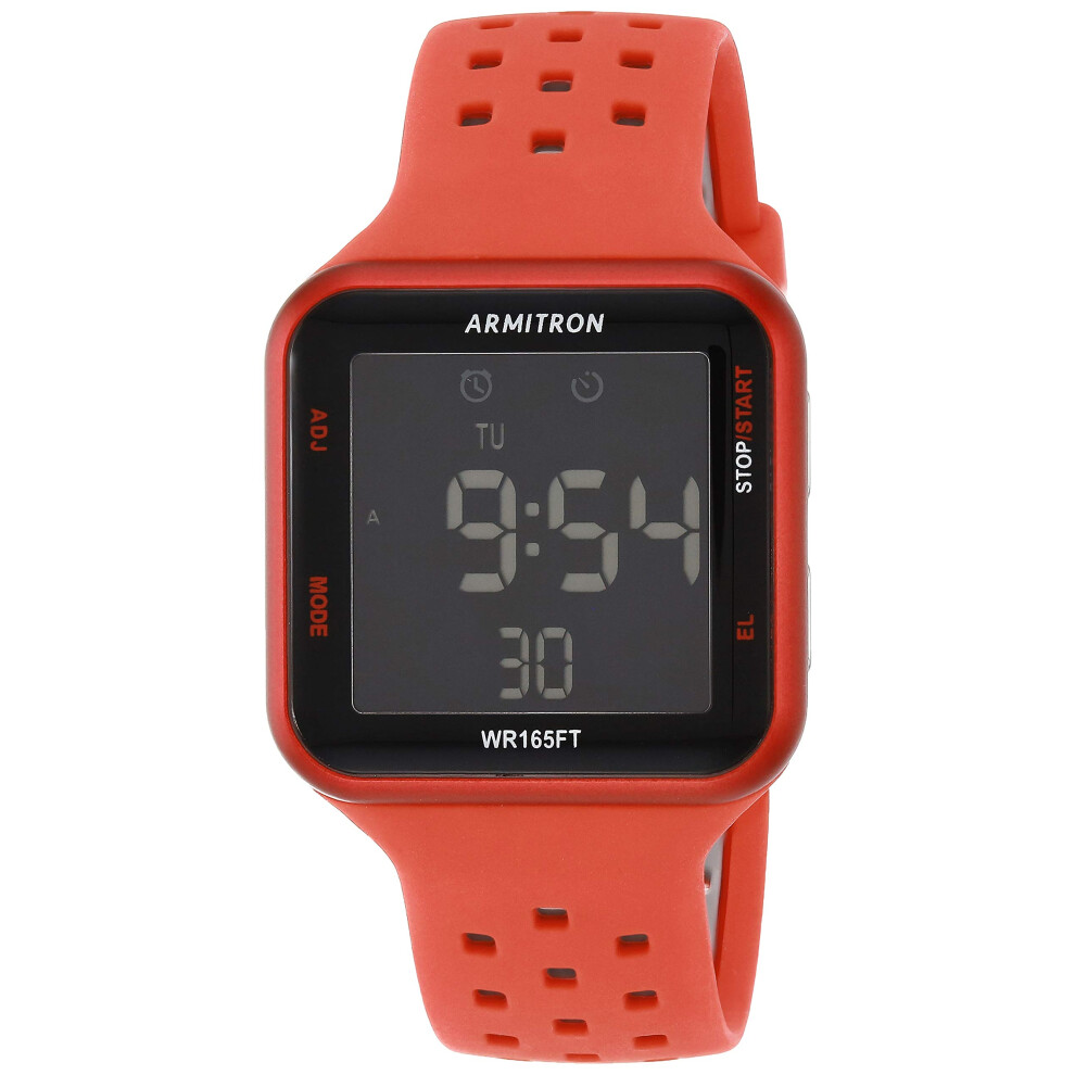 Armitron Sport Unisex 40/8417RED Digitaler Chronograph Mit Schwarzen Akzenten Und Rotem Perforiertem Silikonarmband-image