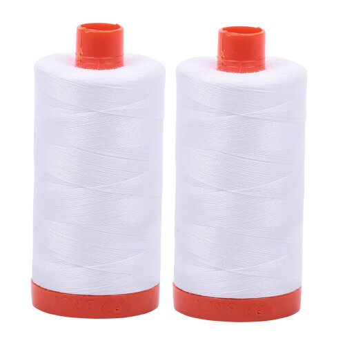 Aurifil Cotton Mako 50wt 1300m Pachet 2: Alb (2X 2024)