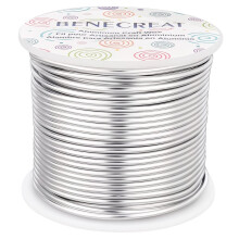 BENECREAT 12 17 18 Guage Aluminum Wire (12 Gauge 100FT) Anodiseret smykkefremstilling Beading Blomsterfarvet Aluminium Craft Wire - S?lv