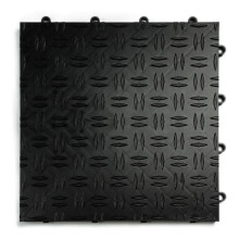 Big Floors GarageTrac Diamond, langlebige, ineinandergreifende, modulare und rutschfeste Garagenbodenfliesen aus Copolymer (24er-Pack), Schwarz