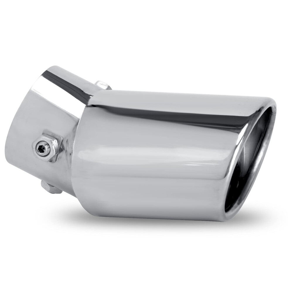 Dsycar Universal 1.5-2.25 Inch Adjustable Inlet Exhaust Tips Bolt-On Design Chrome Plated Stainless Steel Exhaust Tailpipe Tips Curved Silver 704129812253