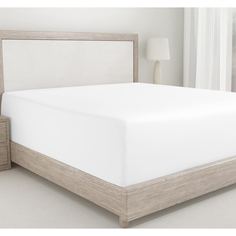 Drap-housse California Design Den King Size blanc 100 % coton, 400 fils au pouce carr   , poches profondes, durable (King Size blanc)