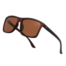 NIEEPA Herrars Driving Sports Polarized Solglasögon Fyrkantig Wayfarer Plastbågar (Brun Linser, Brun Ram)