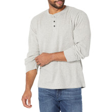 Wrangler Authentics Heren Lange Mouw Wafel Henley Licht Heather Grijs X-Large