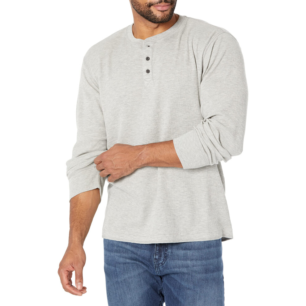 Wrangler Authentics Men's Long Sleeve Waffle Henley Light Heather Gray 3X-Large