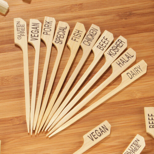 BambooMN - Βαθμολογητής Vegan Bamboo Paddle Pick - 3.5" (8.9cm) - 100 Τεμάχια 2