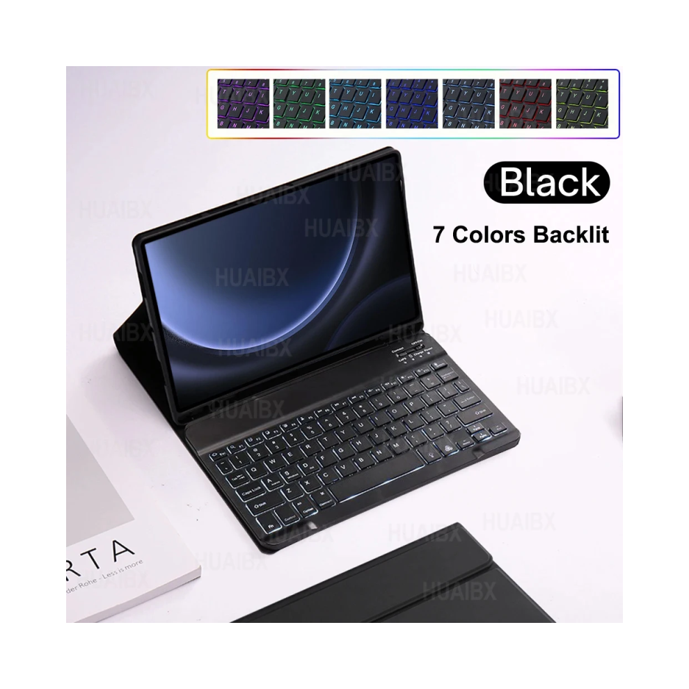 ( A-Backlit, Spanish Keyboard) For Samsung Galaxy Tab S9 Fe 10.9 Inch Case, Detac Black 967854247633