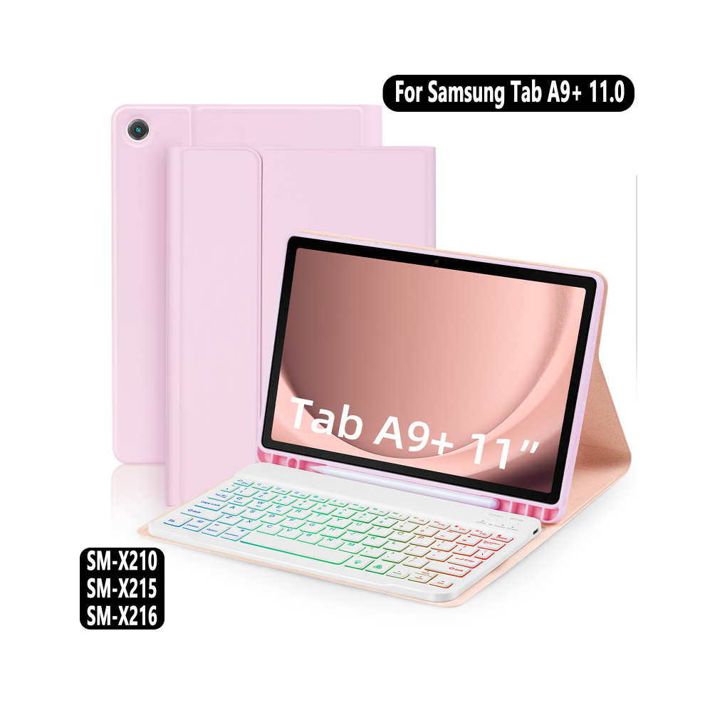 (Tab A9 Plus English-Portuguese) Keyboard Case For Samsung Galaxy Tab A9 Plus A9+ 1 Pink 967854253870