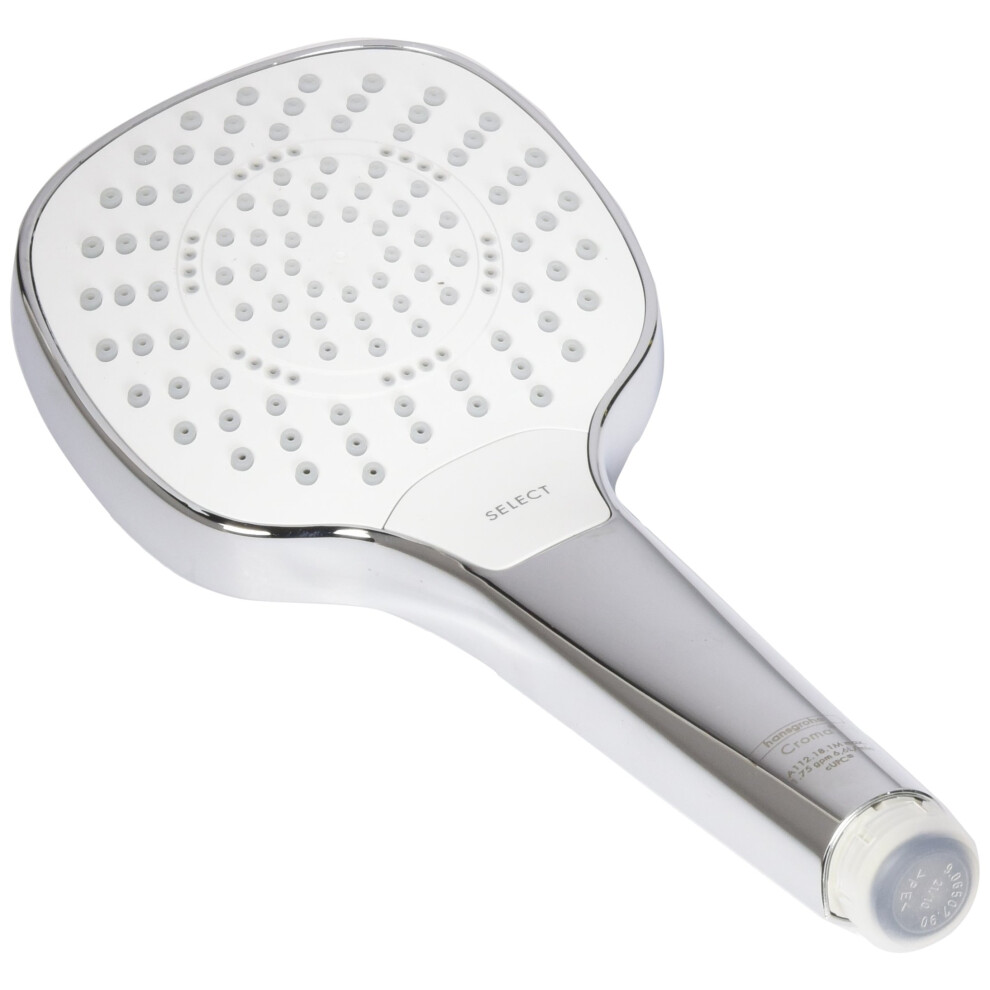 hansgrohe Croma Select E Low Flow 4-inch Handheld Shower Head Modern 3 SoftRain  IntenseRain  Pulsating Massage 04723400  White/Chrome