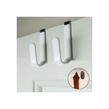 Evelots Over The Door Kroge til brede d?re 2 Pack Heavy Duty Hvid gummibelagt metal D?r B?jle Kroge til oph?ngning af t?j H?ndkl?der Frakker Hatt
