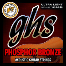 GHS-strenge - Phosphor Bronze akustiske guitarstrenge - Varm, rig tone afbalanceret og langvarig - Til akustisk fingerstil trumling Country Rock