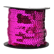 Mandala Crafts 100 Yards 6mm Fuchsia Sequins Strips on a Roll - Flat Paillettes Trim Ribbon Sequins String Spool by The Yard for Sewing Costumes Cr