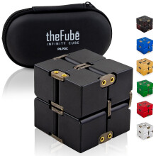 PILPOC theFube Infinity Cube Fidget Toy - Quality Aluminum Infinity Fidgeting Cube for Adults with Case Sturdy Heavy (Black)