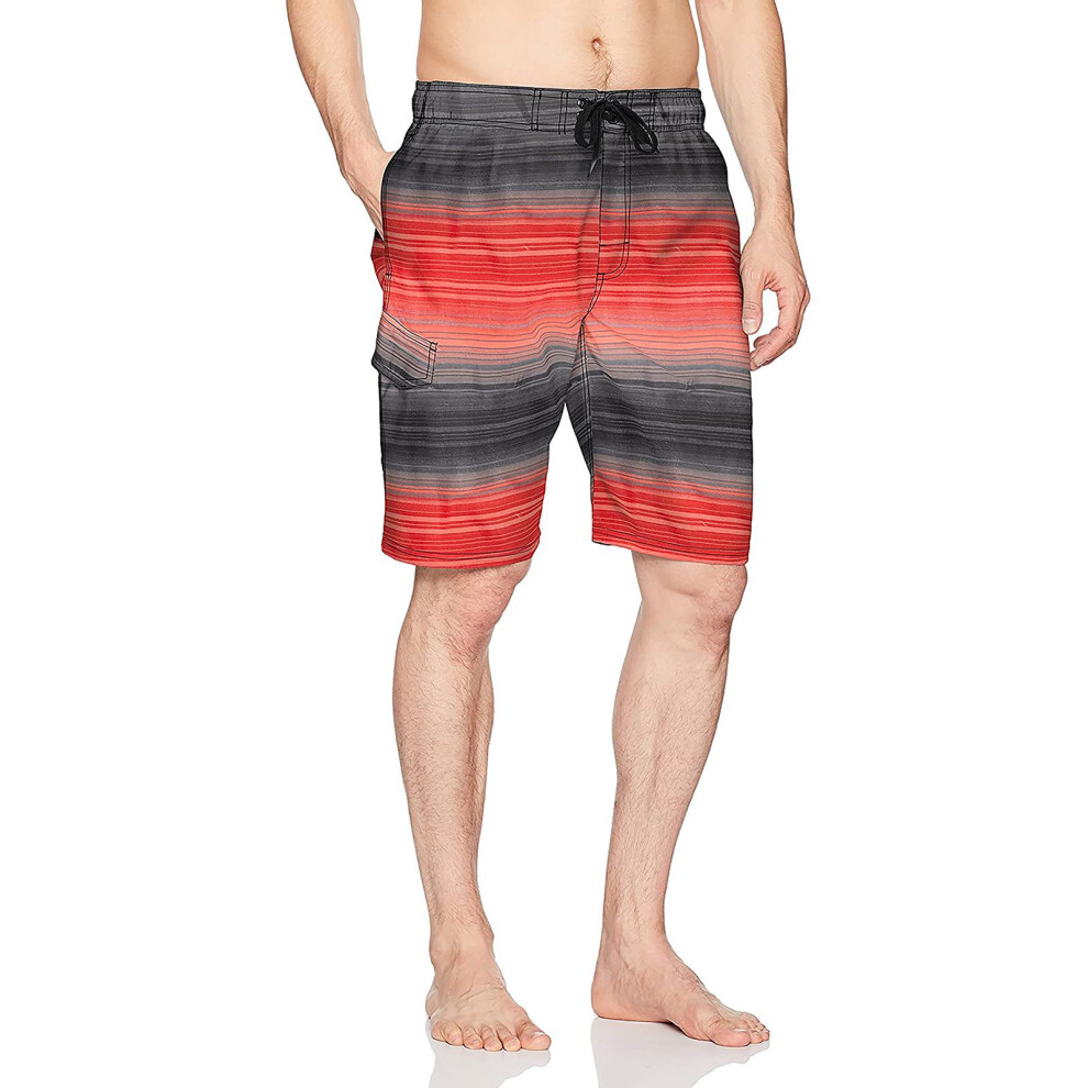 Maillot de bain Kanu Surf Infinite pour homme, tailles standard et longues, noir et rouge, taille L