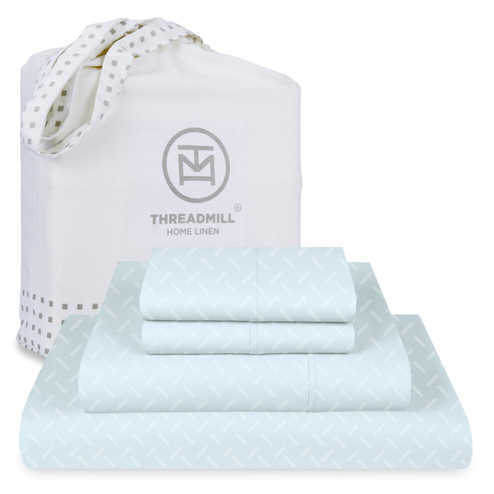 Parure de draps Threadmill en coton pour lit double | Draps 100 % coton pour lit double | Parure de draps en jacquard damass    avec 16 poches prof