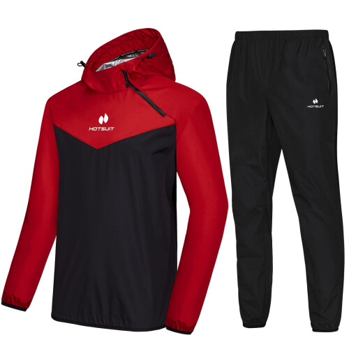 HOTSUIT Σαουνά Σακάκι Παντελόνι για Άνδρες & Γυναίκες 7 Χρώματα, Κόκκινο, L