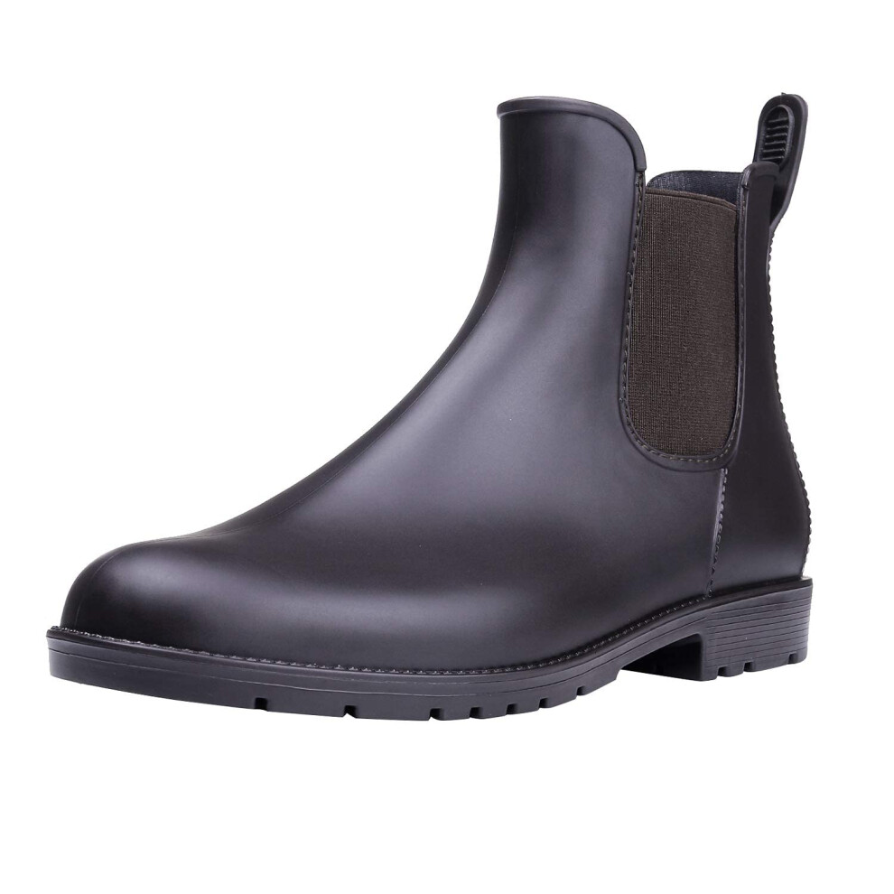 Bottes de pluie courtes Asgard pour femmes, imperm   ables, noires,    lastiques,     enfiler, bottines, pointure 40, marron fonc   , EU39
