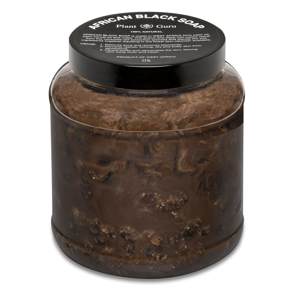 Plant Guru African Black Soap Paste 35 Lbs Bulk - 100% Raw Pure Natural From Ghana Acne Treatment Aids Against Eczema & Psoriasis Dry Skin Scars And Dark Spot